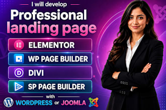 design professional landing page with elementor sp page builder and divi