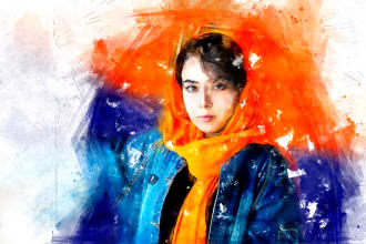 paint amazing  watercolor realistic digital portrait and pet