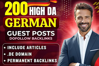provide SEO dofollow german guest post backlinks through german link building