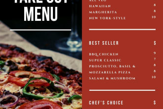 design unique menu card in 12 hours