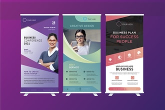 do roll up banner design and retractable banner in 24 hours