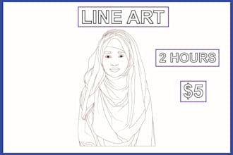 create a vector line art any product outline drawing illustrations 24hour