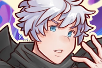 draw anime headshot icon for your profile picture