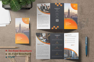 do professional trifold, bifold, brochure, flyer, poster and catalog design