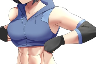 draw anime fit girl with abs