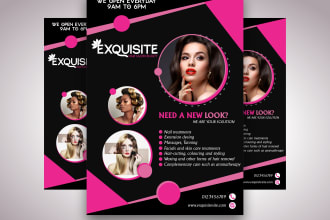 design amazing hair extension, salon, beauty, women flyers