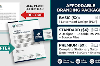 design an editable ms word letterhead and a modern logo