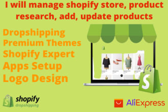manage shopify store, product research, add, update products