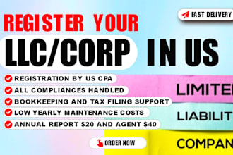 register, incorporate your llc corp business in new mexico wyoming delaware USA