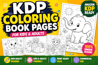 create unique KDP coloring book pages for kids and adults