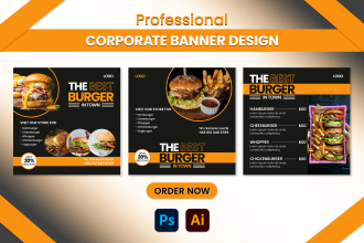 do restaurant, food banner, poster, and flyer designs for print and web