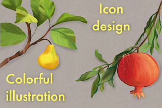 design colorful vintage illustrations and icons for you