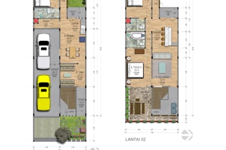 create 2d render photoshop of floorplan , elevation sections