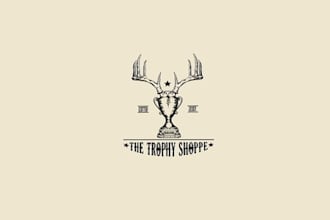 design a hip and vintage logo for the trophy shoppe