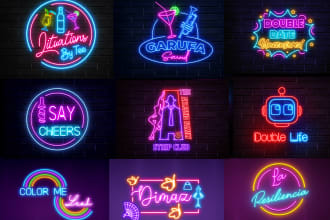 design a unique neon logo, sign, text, or icon for you