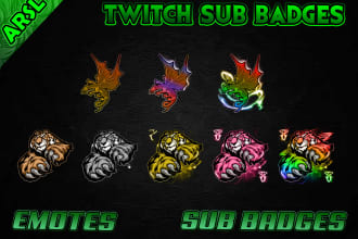 design twitch emotes, twitch badges, twitch sub badges