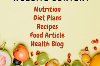 write diet food and nutrition article and blog