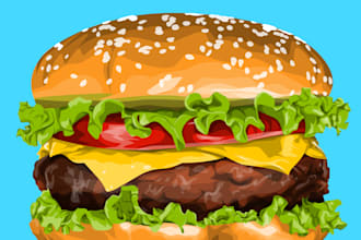 draw food in vector cartoon illustration from photo