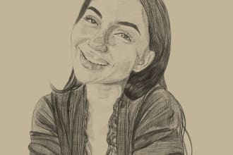 draw black and white highly detailed sketch