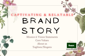 write an about us page, brand story, mission, and vision statement
