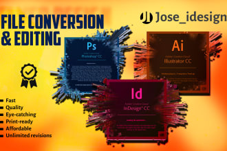 do any indesign, photoshop and adode illustrator edit job