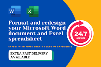 format and redesign your microsoft word document and excel spreadsheet