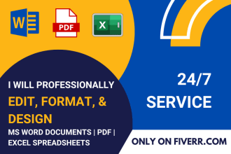 professionally format, edit, and design word document and excel spreadsheet