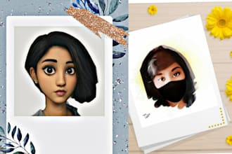 create cute 3d cartoon face art