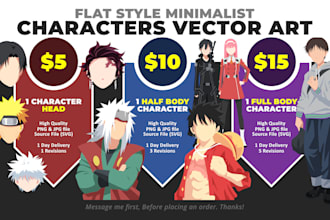make a flat style minimalist character vector art