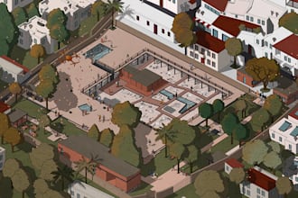 draw detailed isometric architectural illustrations
