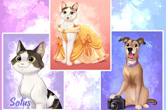 draw cartoon disney style pet portrait