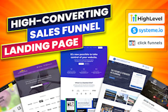 build clickfunnels, systemeio, gohighlevel sales funnels landing pages