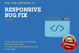 fix website responsive bugs HTML, CSS, bootstrap