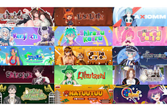 design cute anime vtuber banner youtube, twitch, twitter