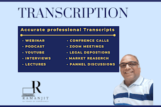 transcribe and clean bulk podcast, zoom, webinar, audio, video transcription