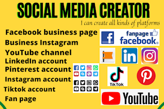 create facebook page, youtube channel, business instagram