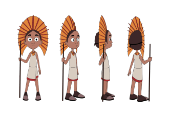 make cartoon character design sheet and turnaround