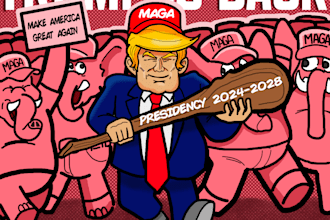 draw digital political editorial cartoon for social media