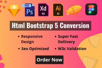 convert figma to html, xd to html, responsive bootstrap 5