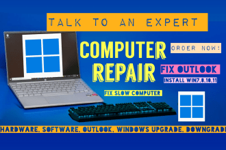 repair, fix any issues with your windows, mac, computer, laptop, pc remotely