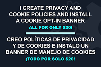 create privacy and cookie policies and install a cookie banner on wordpress