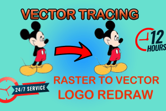 do vectorize images and logo redraw within 2 hours
