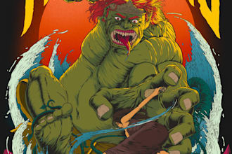 create a gigs rock poster illustration design for your band