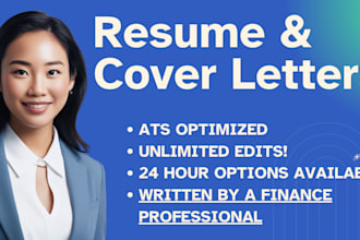write a strong ats optimized finance resume and cover letter
