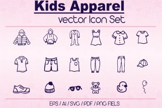 design icons, line art, stickers for your website or app