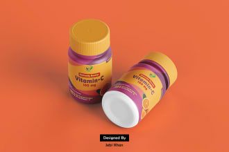 do supplement label design and rendering 3d bottle mockup