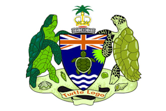 do eye catching turtle coat of arms family crest logo design