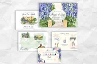 design a custom wedding stationery suite, save the date, rsvp, menu, invite