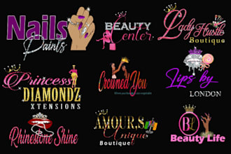 do eyelashes,glitter feminine,lipgloss,salon,cosmetics logo
