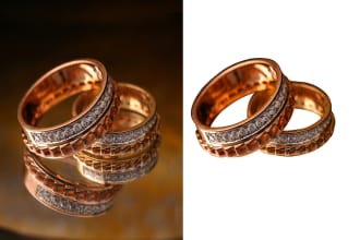 high end jewellery photo retouching with white background